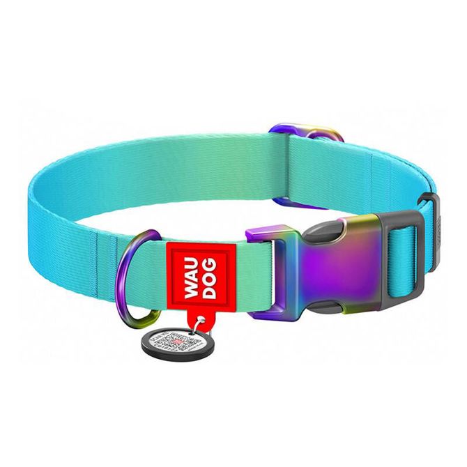 Najlonska ovratnica s QR kodo za Waudog gradient psa, modra, velikost L 2