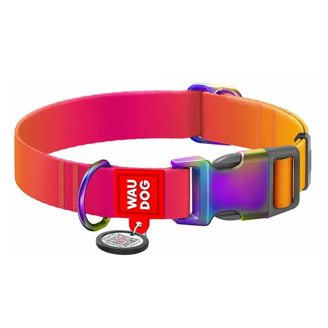 Najlonska pasja ovratnica s QR kodo WAUDOG 15 mm široka, 25-35 cm dolga oranžna 2