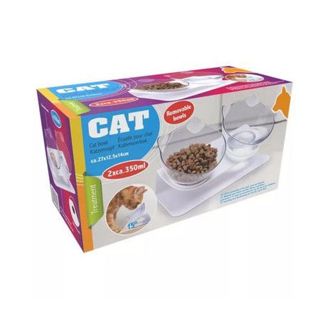 Pet Treatment dvojna posoda s stojalom za mačke, 2x 350ml, za hrano / vodo, 15° nagib, 27x12.5x14cm 5