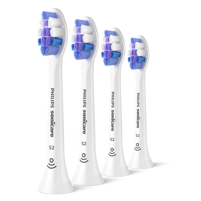 Nastavek za električne zobne ščetke in prhe Philips Sonicare S2 Sensitive HX6054/10, izjemno mehke ščetine, BrushSync, click-on, črna, 4 kosi