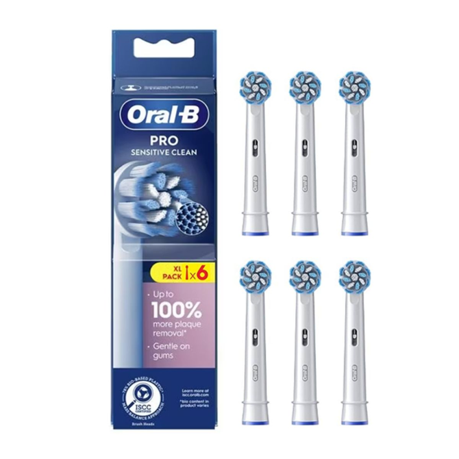 Nastavek za električne zobne ščetke Oral-B Pro Sensitive Clean 6 kosov, rotacijsko-oscilacijski, srednje ščetine, bela