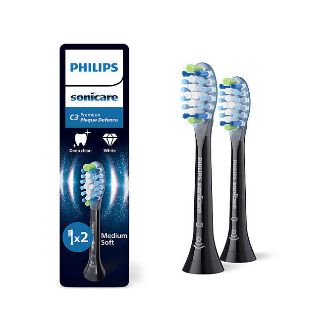 Nastavek za električno zobno ščetko Philips HX9042/88 AdaptiveClean, odstranjevanje oblog, za občutljive dlesni, indikator porabe, črna, 2 kosa
