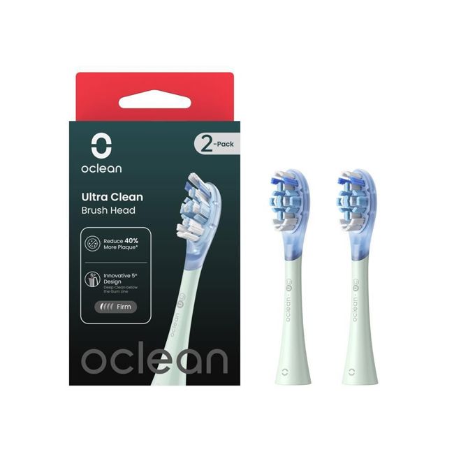 Oclean Nastavek Ultra Clean - 2 kos Zelena, za električno zobno ščetko