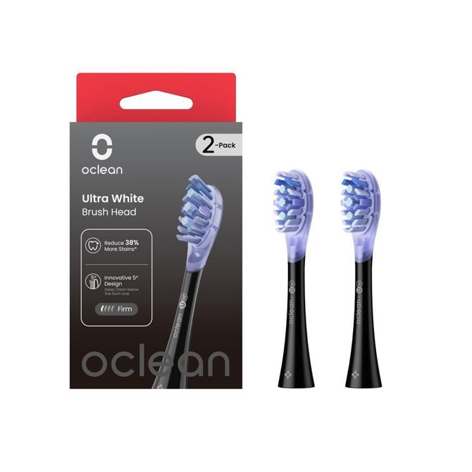 Nastavek za električno zobno ščetko Oclean Ultra White, črne barve - 2 kosa