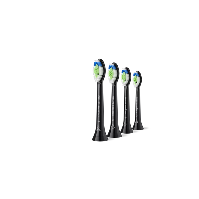 Nastavek za električno zobno ščetko Philips Sonicare HX6064/88 W2 Optimal White, srednje mehka, beljenje zob v 1 tednu, odstrani do 7x več oblog, 4 kosi, črna