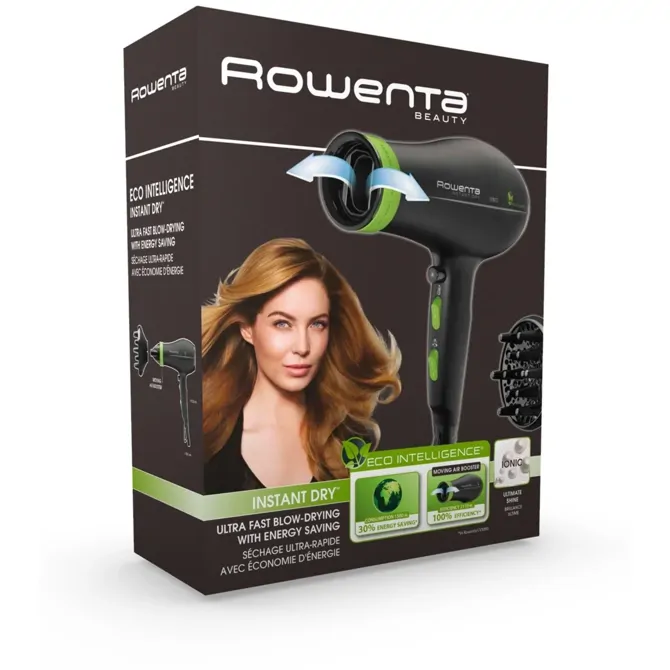 Sušilec za lase Rowenta Eco Intelligence CV 6030, črna/zelena
