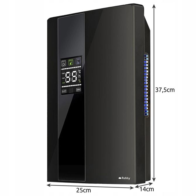 Razvlaževalec in čistilec zraka Ruhhy LCD - absorber vlage 1,8L črn 2
