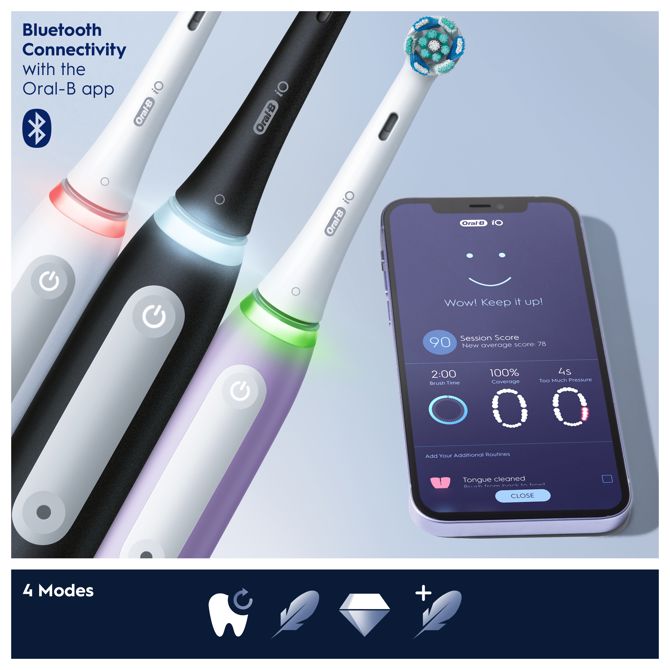 Električna zobna ščetka Oral B iO4, dvojno pakiranje, bela in črna 4