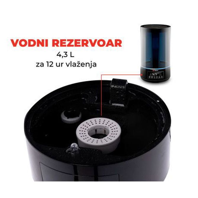 ALPINA vlažilec in osvežilec zraka, 4.3L, 25W, ultrasonični, 3 stopnje meglice, časovnik, LED osvetlitev, LED zaslon, + daljinski upravljalnik, črn 3