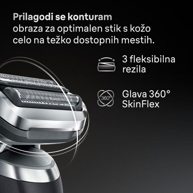 Nadomestna glava Braun Series 7 74S, 360° SkinFlex, 3 rezila, klik sistem, srebrna 4