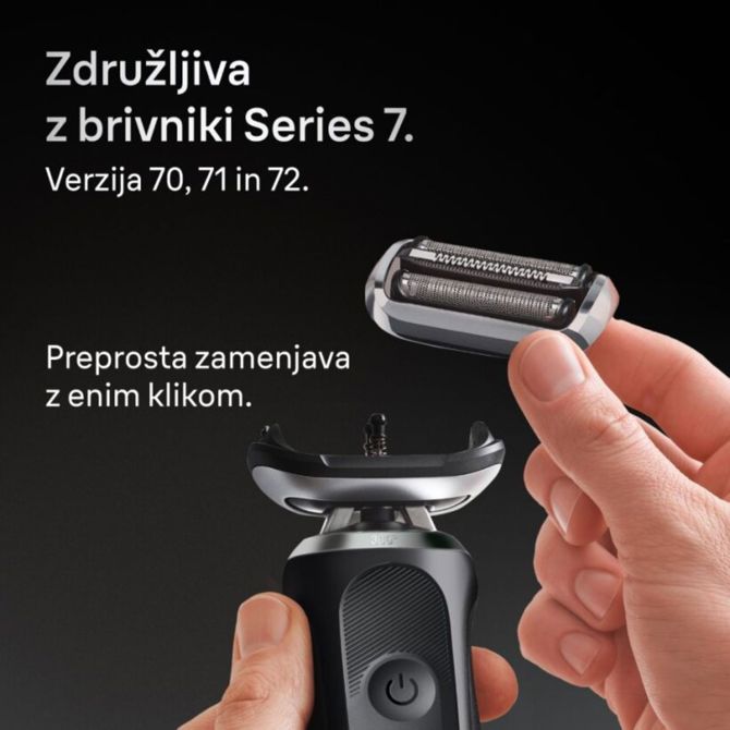 Nadomestna glava Braun Series 7 74S, 360° SkinFlex, 3 rezila, klik sistem, srebrna 6