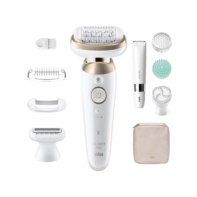Epilator Braun Silk-épil 9-481 3D, 360° gibljiva glava, MicroGrip, mokra in suha uporaba, brezžični, bele barve 3
