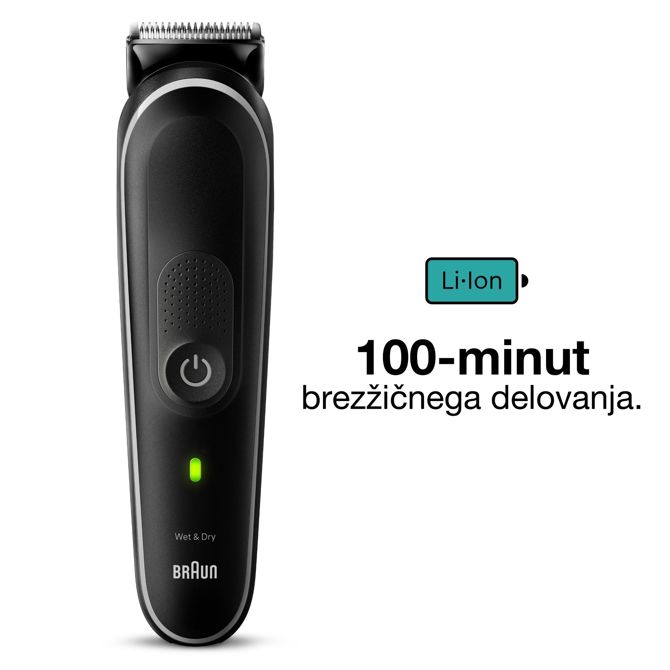 Moški urejevalnik Braun All-in-One 5420, komplet 9 v 1, 100 min delovanja, Li-ion baterija, pralne glave, vodoodporen 4