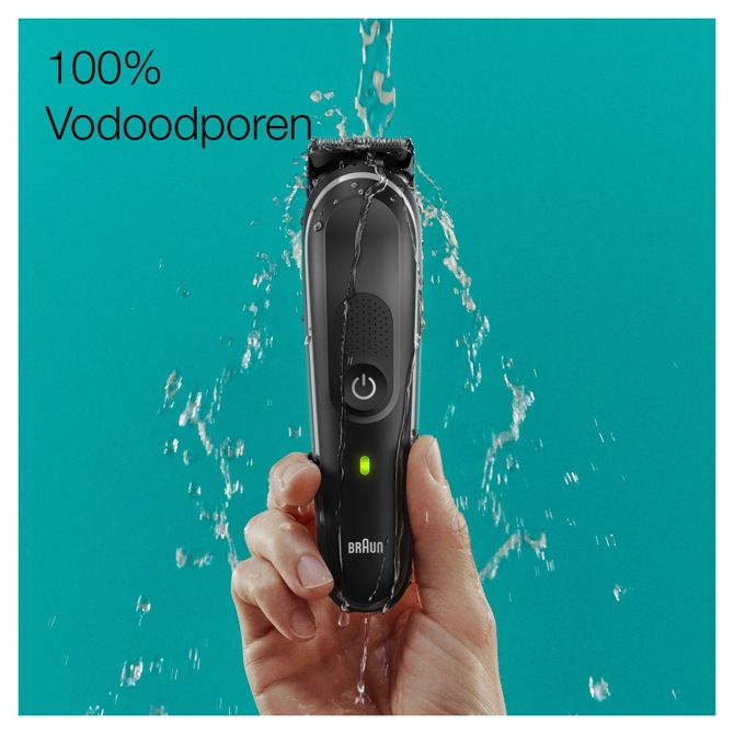 Moški urejevalnik Braun All-in-One 5420, komplet 9 v 1, 100 min delovanja, Li-ion baterija, pralne glave, vodoodporen 5