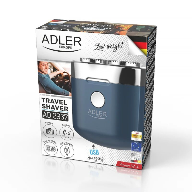 Brivnik potovalni ADLER AD 2937, 2 glavi, USB 2
