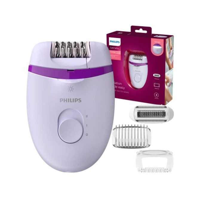 Epilator Philips BRE275/00, čiščenje z vodo, 2 hitrosti, nastavek za občutljivo kožo, bela/vijolična 3