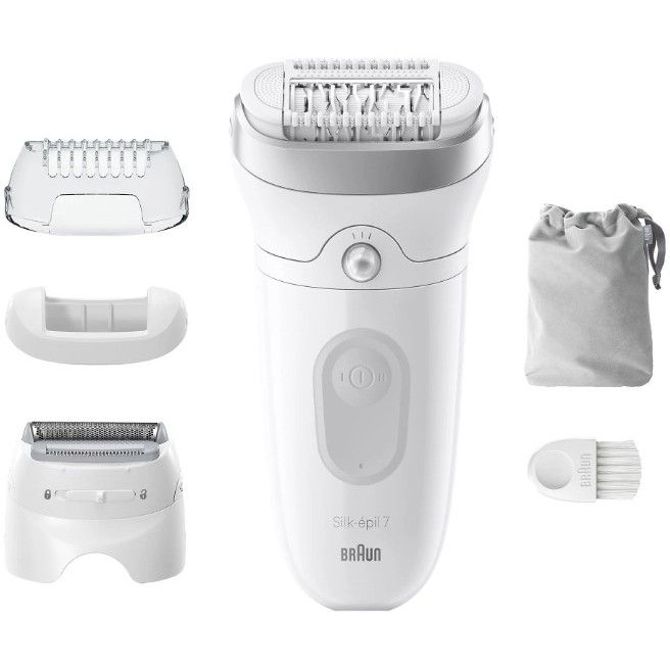 Epilator Braun Silk-épil 7-041 vodoodporen, 40 pincet, mokra in suha uporaba, nastavek za britje, integrirana baterija 2