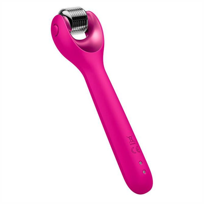 Mikro iglični valjček za obraz 9v1 Geske z aplikacijo (magenta) 4