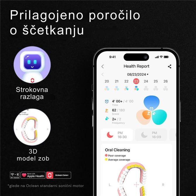 Električna zobna ščetka Oclean  X Ultra 20 Set Črna, Sonični motor 6