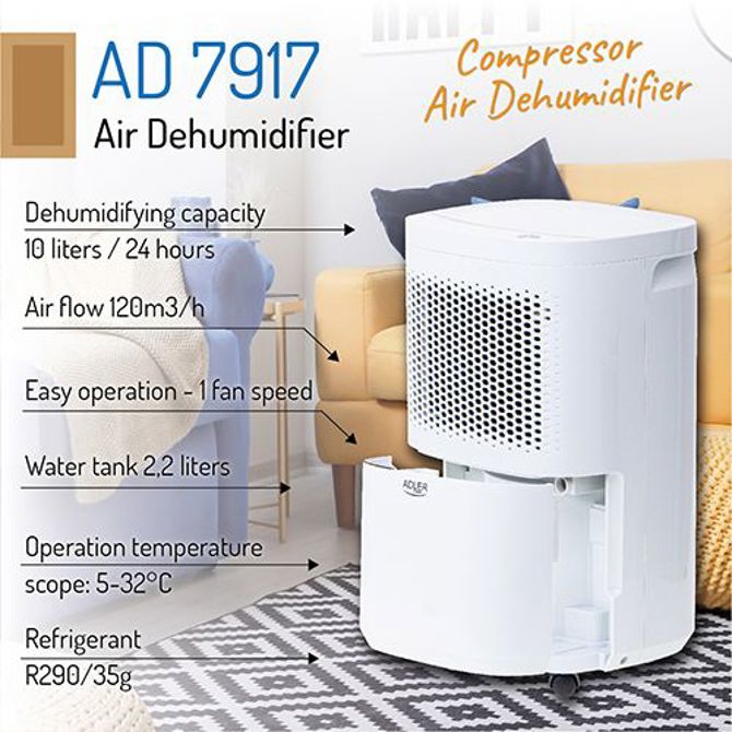 Razvlažilnik zraka Adler AD7917, 2.2 l za vodo, 45 dB, 120 m3/h 4