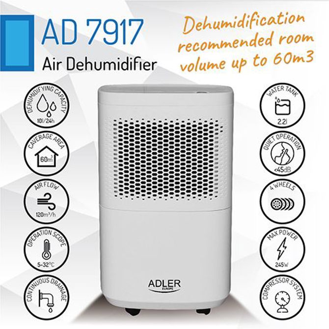 Razvlažilnik zraka Adler AD7917, 2.2 l za vodo, 45 dB, 120 m3/h 5